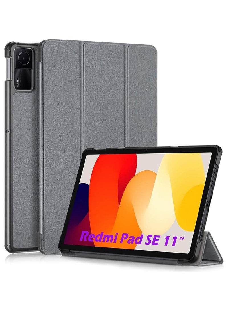 Case for Xiaomi Redmi Pad SE 11'' 2023, Folding Folio Ultra-Thin PU Leather Stand Case with Auto Sleep/Wake Cover for Xiaomi Redmi Pad SE (Gray) - Image 1